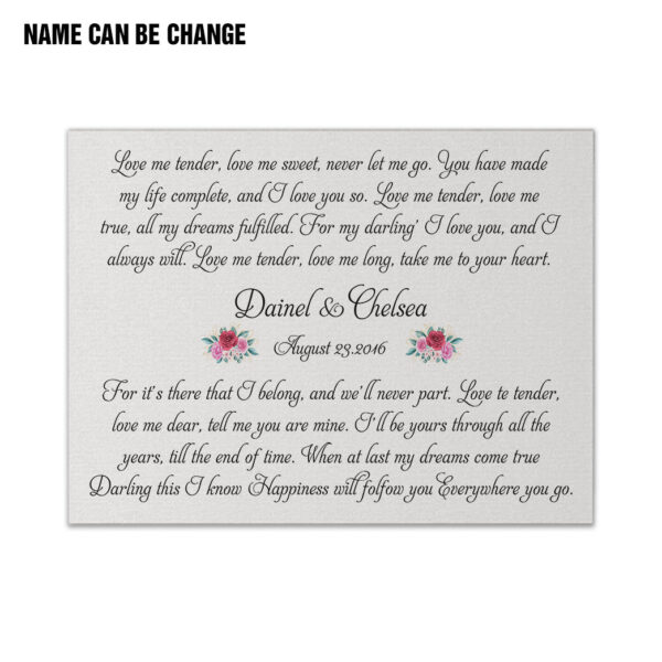 Gearhumans 3D ELV PRL Love Me Tender Custom Name Custom Date Canvas