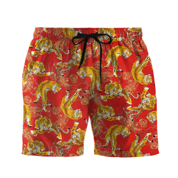 Gearhumans 3D Tiger Fancy Red Custom Men Shorts