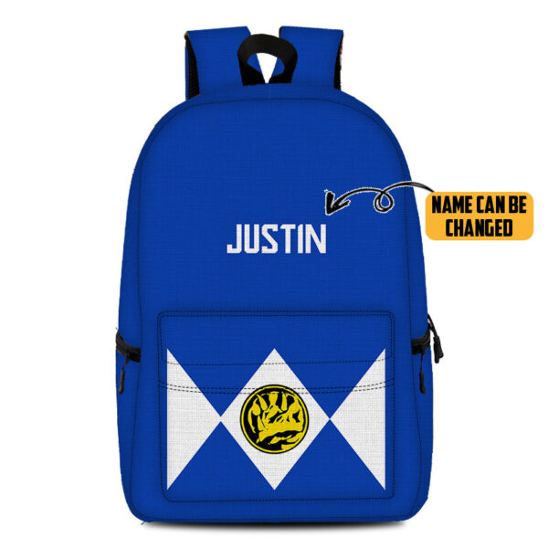 Gearhumans 3D Blue Mighty Morphin Power Ranger Custom Name Backpack