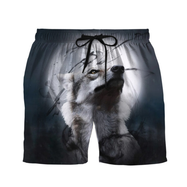 Gearhumans 3D The Lone Wolf And The Moon Custom Men Shorts