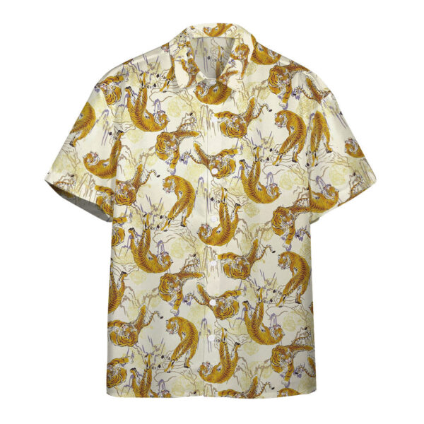 Gearhumans 3D Tiger Fancy Gold Custom Hawaii Shirt
