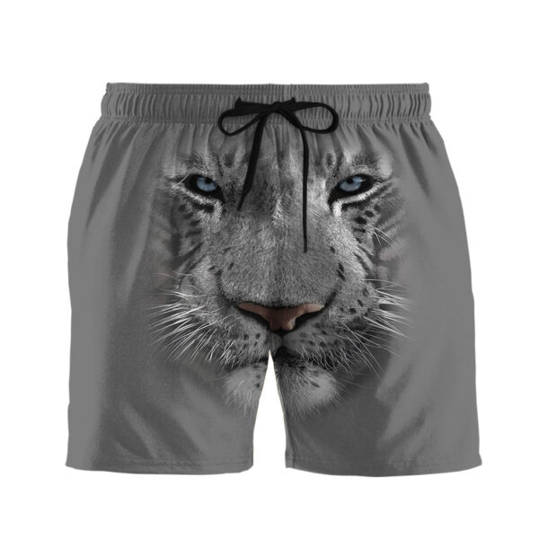 Gearhumans 3D White Tiger Custom Beach Short