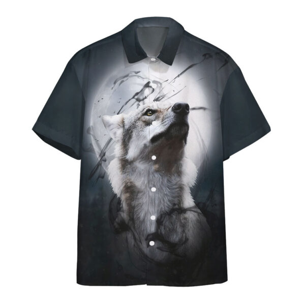 Gearhumans 3D The Lone Wolf And The Moon Custom Hawaii Shirt