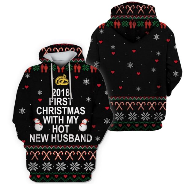 2018 First Christmas With My Hot New Husband Custom T-shirt - Hoodies Apparel HD-UGL110208 3D Custom Fleece Hoodies 