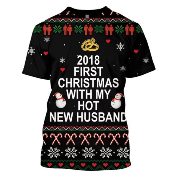 2018 First Christmas With My Hot New Husband Custom T-shirt - Hoodies Apparel HD-UGL110208 3D Custom Fleece Hoodies T-Shirt S 