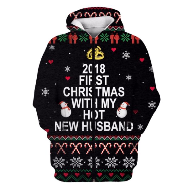 2018 First Christmas With My Hot New Husband Custom T-shirt - Hoodies Apparel HD-UGL110208 3D Custom Fleece Hoodies Zip Hoodie S 
