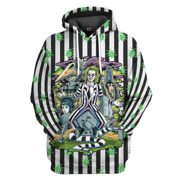 Gearhumans 3D Beetlejuice Stripes and Bugs Custom Hoodie Tshirt Apparel