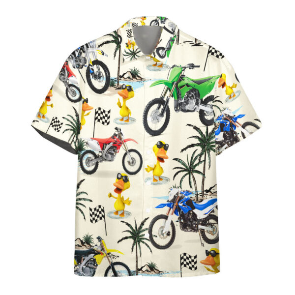 Gearhumans 3D Duck Motor Racing Custom Hawaii Shirt