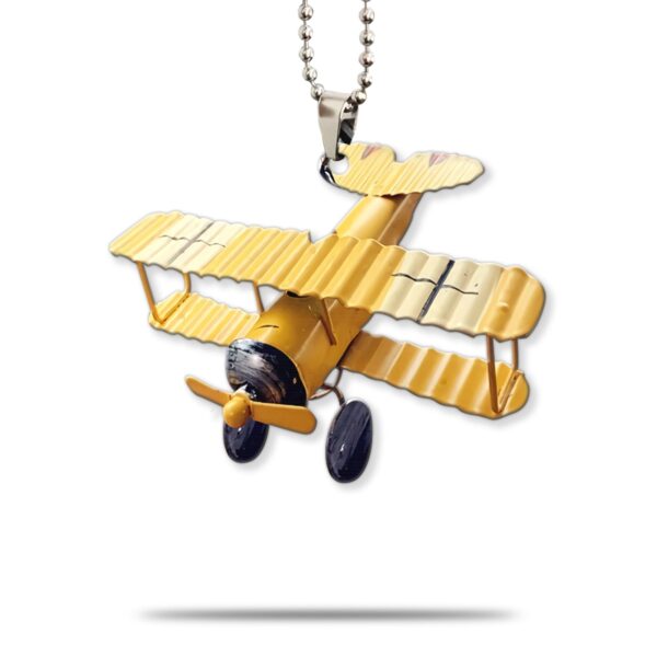 Gearhumans 3D Yellow Classic Car Pendant Vintage Airplane Custom Car Hanging