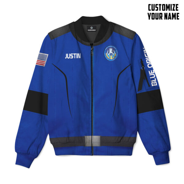 Gearhumans 3D Amazon Blue Origin Space Suit Custom Name Bomber Jacket