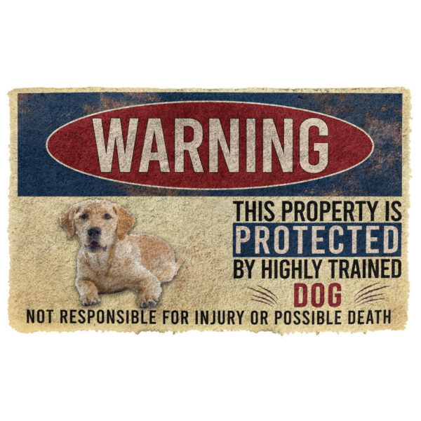 Gearhumans 3D Warning This Property Protected By Labrador Retriever Custom Doormat