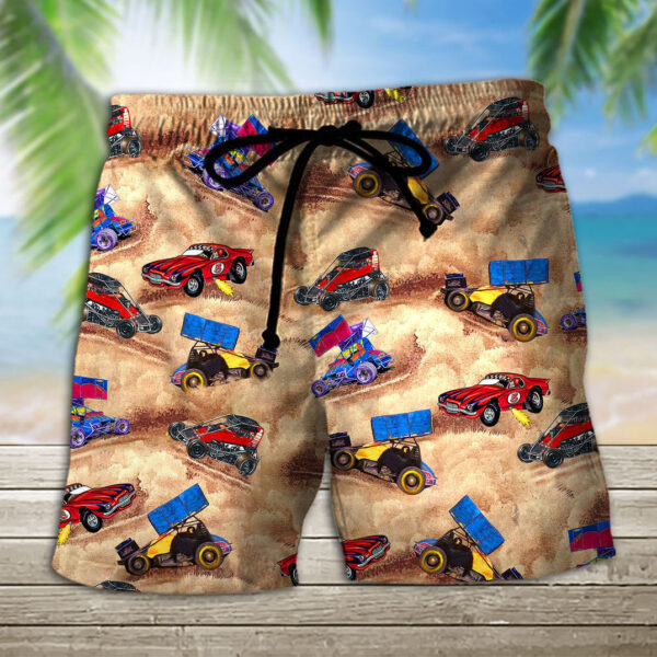 Alternative view of Gearhumans 3D Dirt Track Racing Beach Shorts