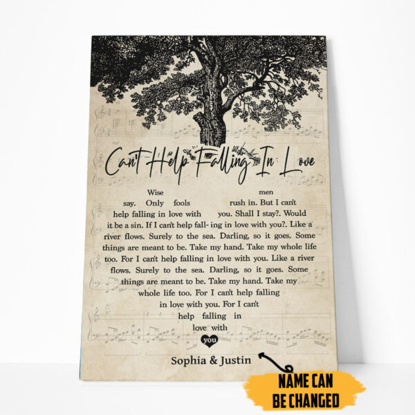 Gearhumans 3D ELV PRL Cant Help Falling In Love Custom Name Canvas