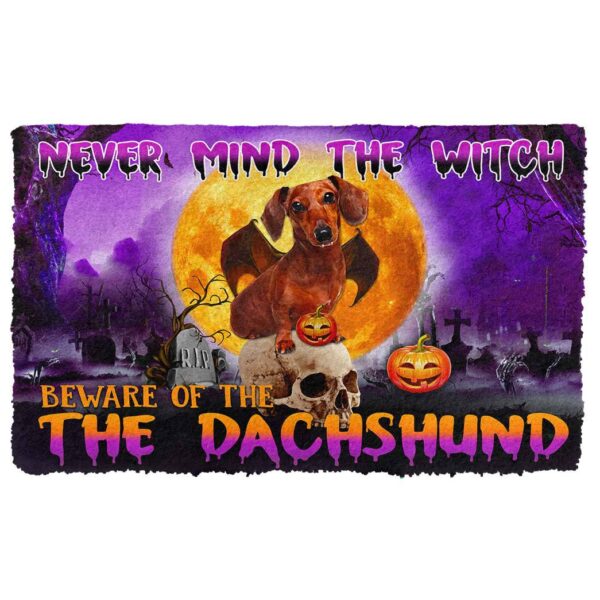 Gearhumans 3D Beware Of Halloween Vampire Dachshund Custom Doormat