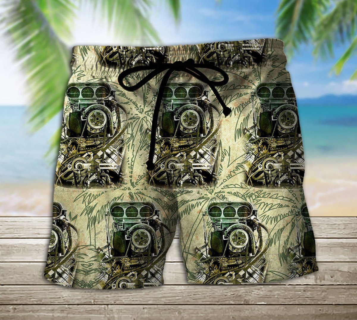3D Drag Racing Beach Shorts beach shorts Men Shorts S