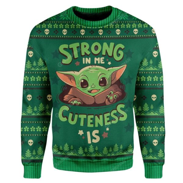 3D Ugly Christmas Strong In Me Cuteness Is Sweater Apparel MV-QM2711199 Ugly Christmas Sweater Long Sleeve S