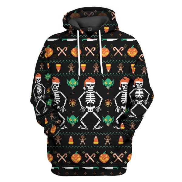 Gearhumans 3D Ugly Halloween Dancing Sketon Custom Hoodie Tshirt Apparel
