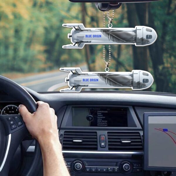 Alternative view of Gearhumans 3D Amazon Blue Origin New Shepard Spaceship Custom Car Hanging