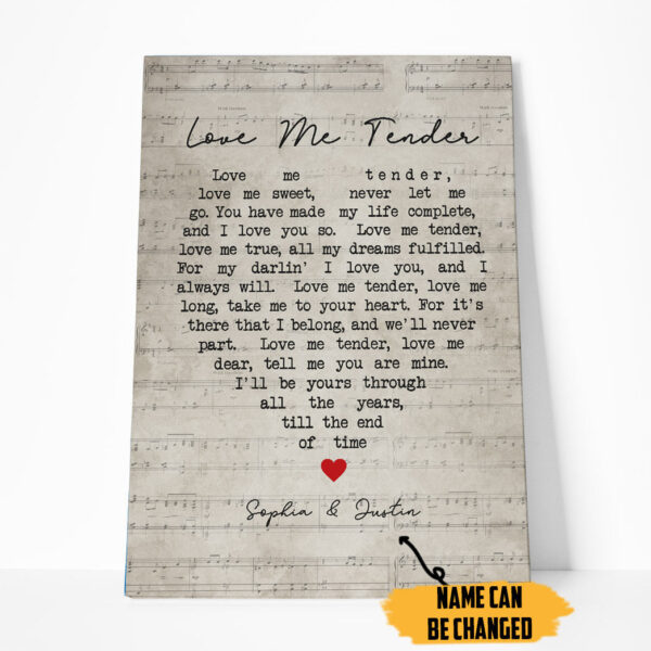 Gearhumans 3D ELV PRL Love Me Tender Custom Name Canvas