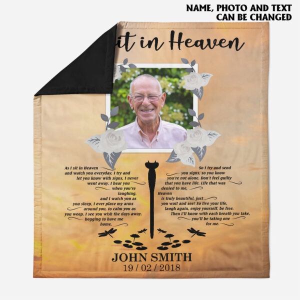 Gearhuman 3D Parents Day As I Sit In Heaven Custom Photo Custom Name Custom Text Quilt