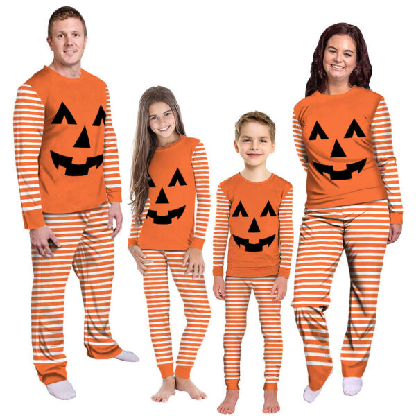 Gearhumans 3D Trick Or Treat Pumpkin Custom Family Pajamas