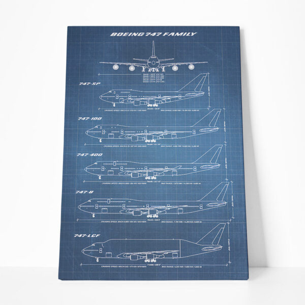 Gearhumans 3D Boeing 747 Family Concept Drawing Custom Canvas