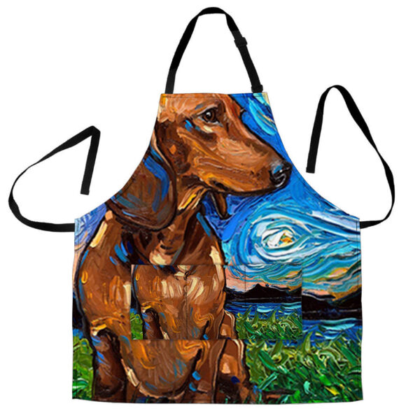 Gearhumans 3D Dachshund Starry Night Custom Apron
