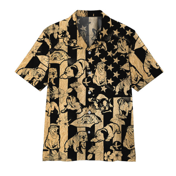 Gearhumans 3D Bulldog American Flag Hawaii Shirt