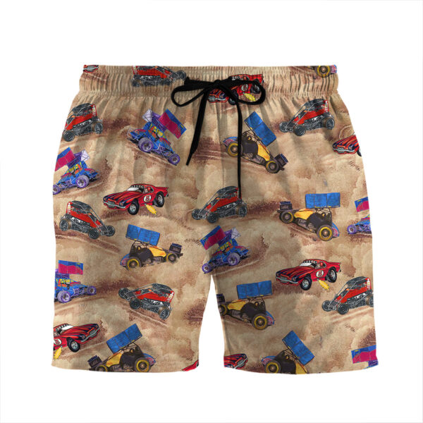 Gearhumans 3D Dirt Track Racing Beach Shorts