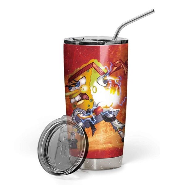 Gearhumans 3D Spongebob Squarepants Glitter Custom Design Vacuum Insulated Tumbler