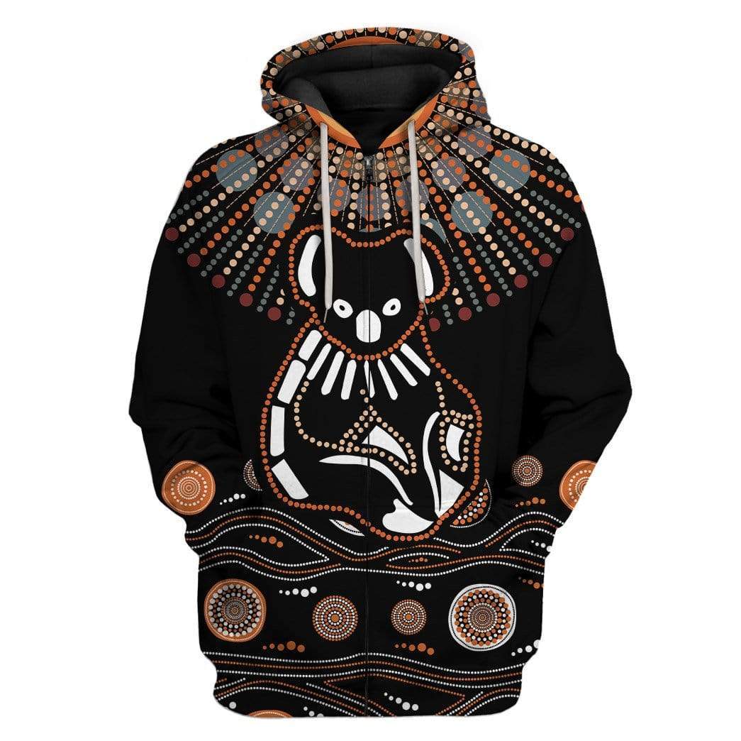 Aboriginal Koala Custom T-Shirts Hoodie Apparel HD-TA0702203 3D Custom Fleece Hoodies Zip Hoodie S
