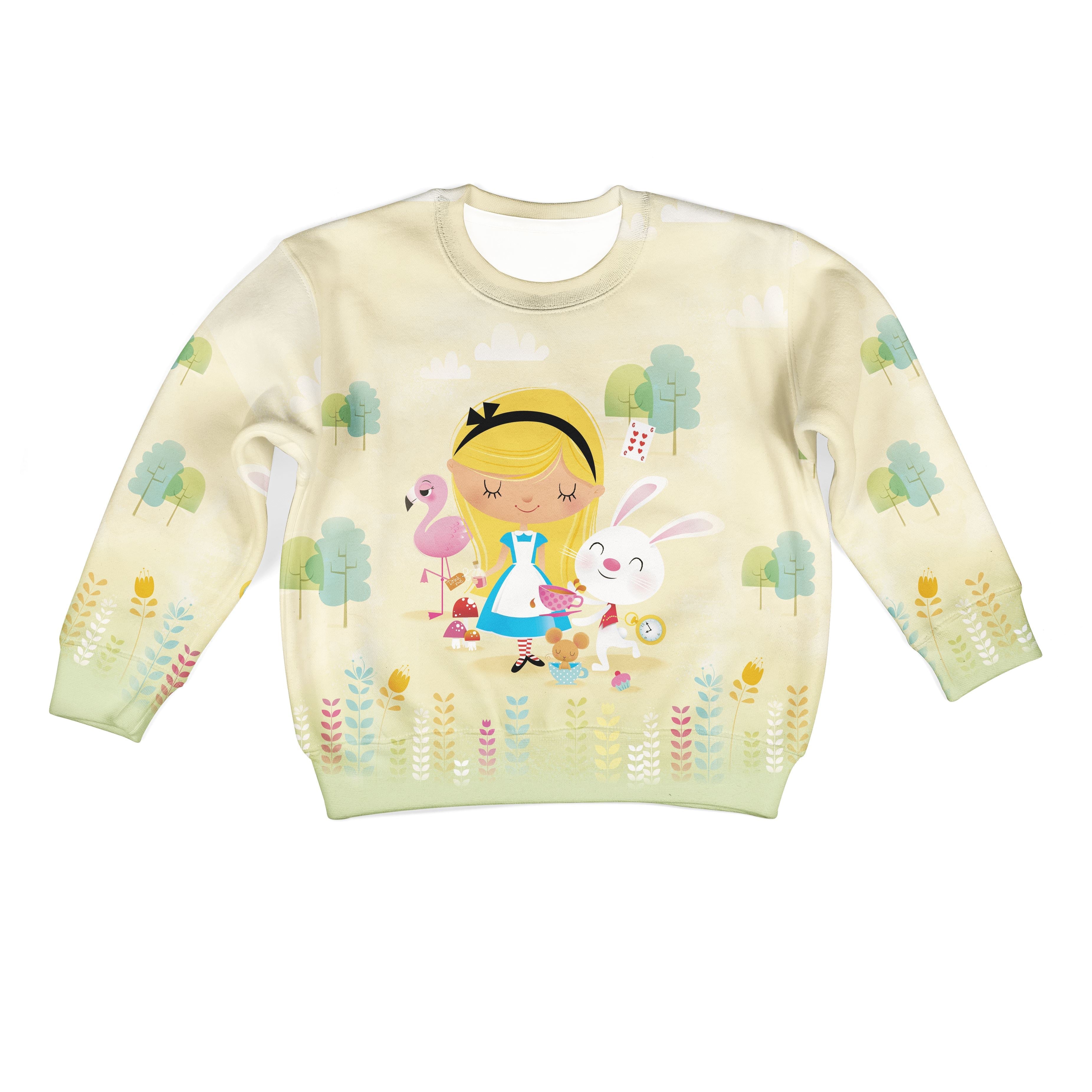 alice in wonderland Kid Custom Hoodies T-shirt Apparel HD-PET110313K kid 3D apparel Kid Sweatshirt S/6-8