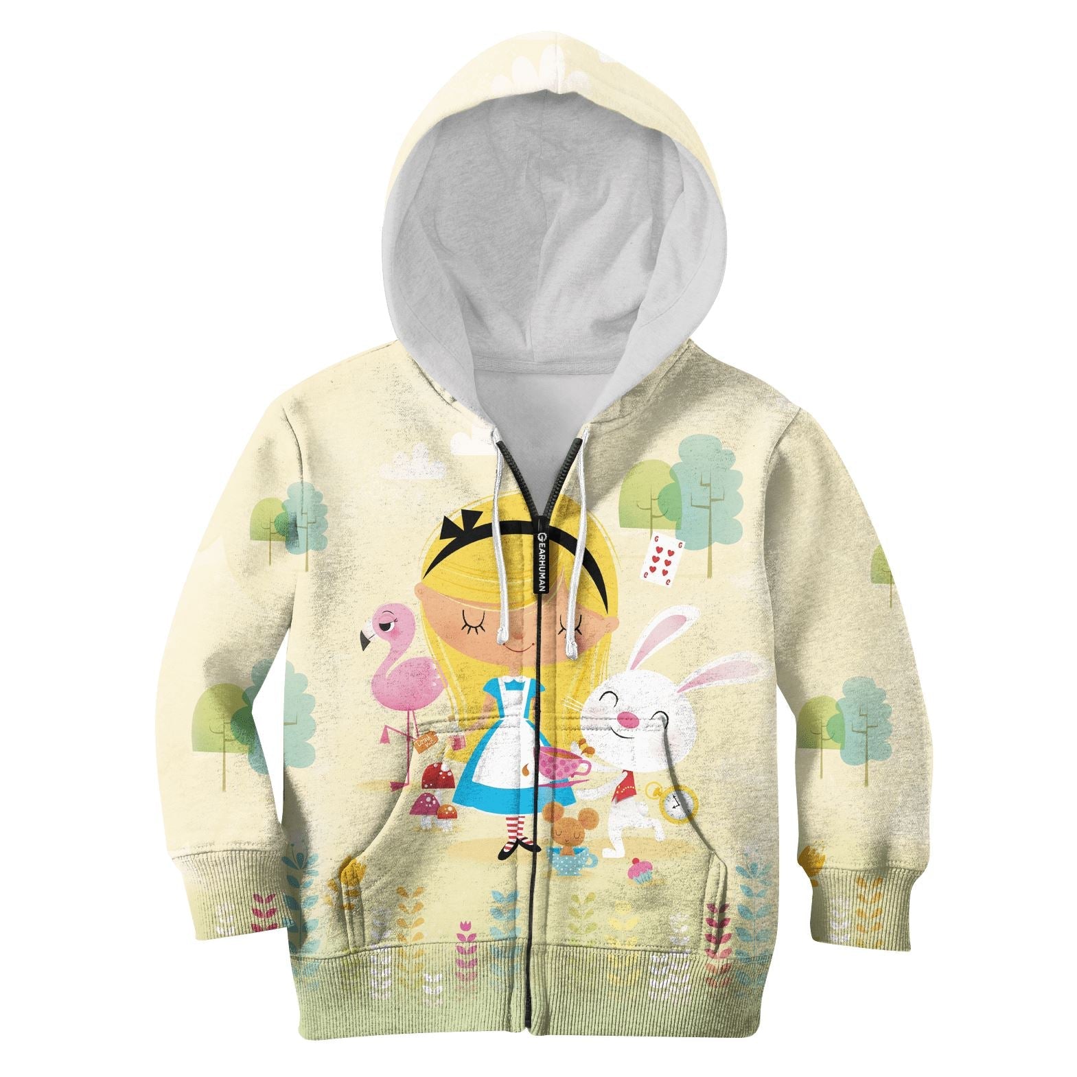 alice in wonderland Kid Custom Hoodies T-shirt Apparel HD-PET110313K kid 3D apparel Kid Zip Hoodie S/6-8