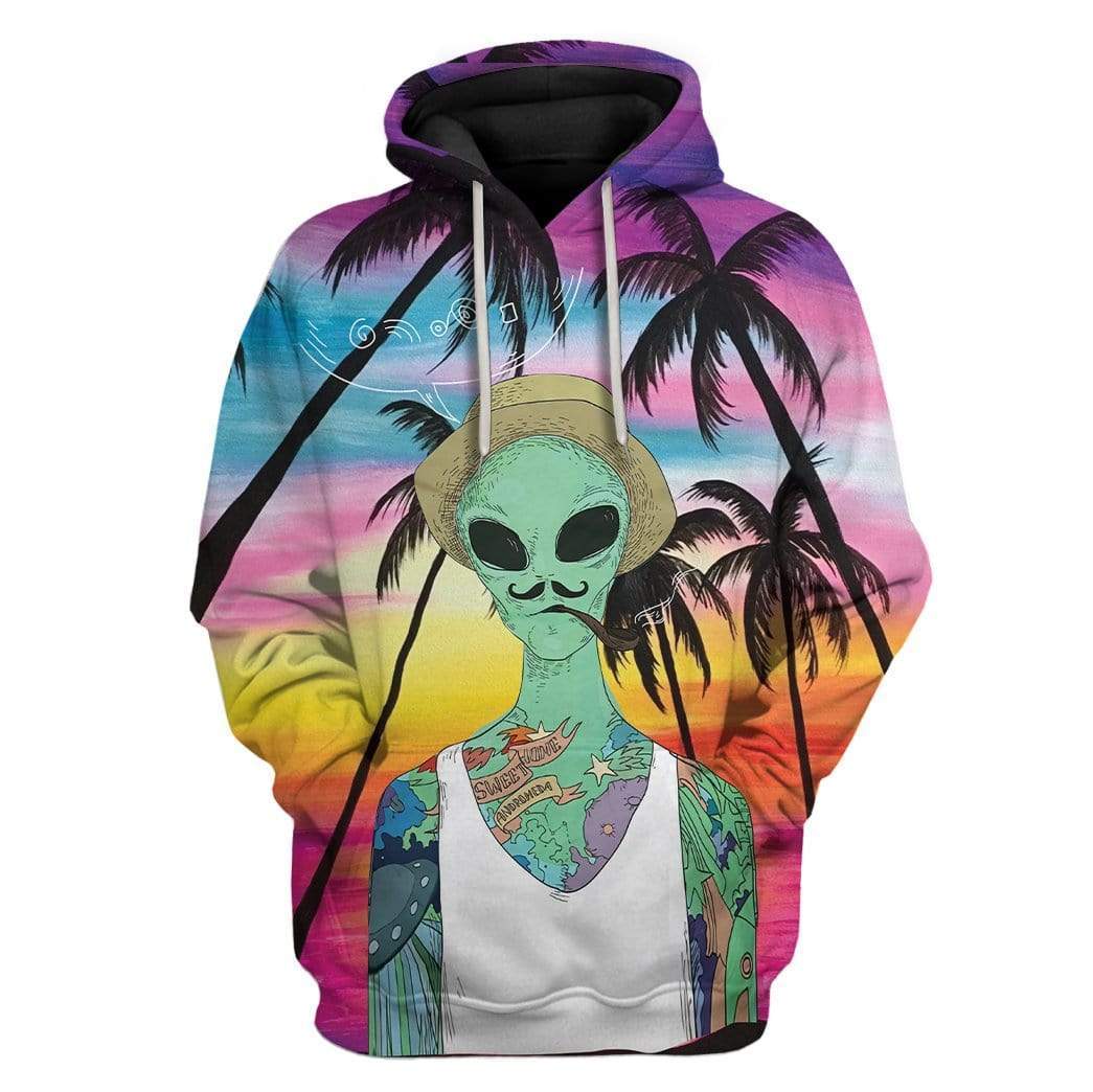 Alien Smoking Custom T-Shirts Hoodies Apparel HD-AT1112193 3D Custom Fleece Hoodies Hoodie S