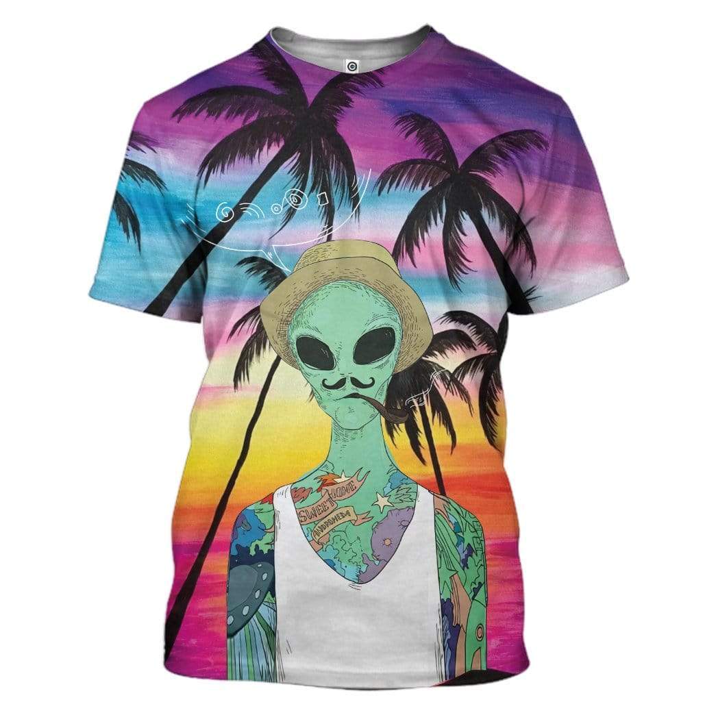 Alien Smoking Custom T-Shirts Hoodies Apparel HD-AT1112193 3D Custom Fleece Hoodies T-Shirt S