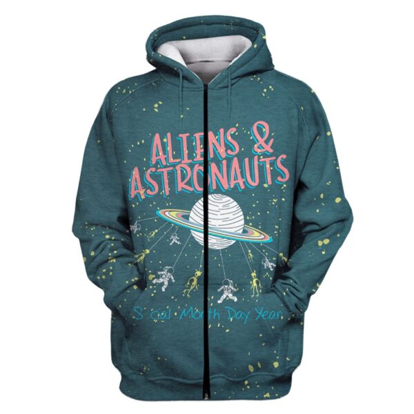 Aliens And Astronauts OuterSpace Custom T-shirt - Hoodies Apparel HD-GH110388 3D Custom Fleece Hoodies Zip Hoodie S