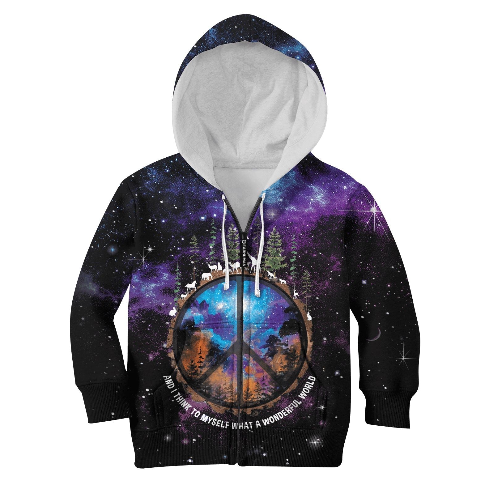 AND I THINK TO MYSELF WHAT A WONDERFUL WORLD Kid Custom Hoodies T-shirt Apparel HD-GH110491K kid 3D apparel Kid Zip Hoodie S/6-8