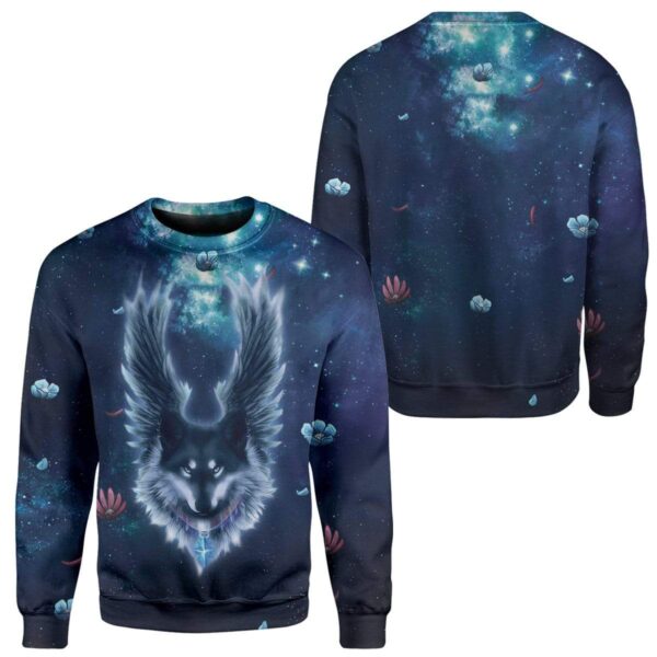 Angel Wolf In Night Custom T-Shirts Hoodies Apparel AN-TA1012192 3D Custom Fleece Hoodies 