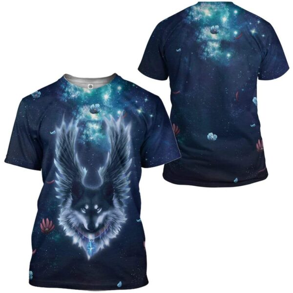 Angel Wolf In Night Custom T-Shirts Hoodies Apparel AN-TA1012192 3D Custom Fleece Hoodies 