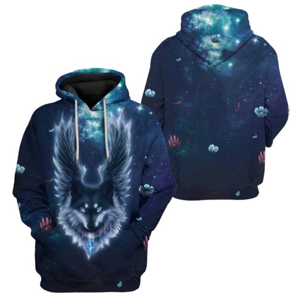 Angel Wolf In Night Custom T-Shirts Hoodies Apparel AN-TA1012192 3D Custom Fleece Hoodies 