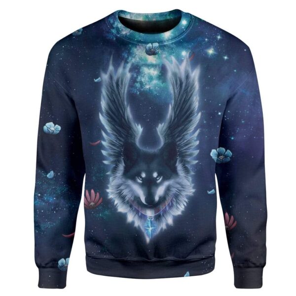 Angel Wolf In Night Custom T-Shirts Hoodies Apparel AN-TA1012192 3D Custom Fleece Hoodies Long Sleeve S 