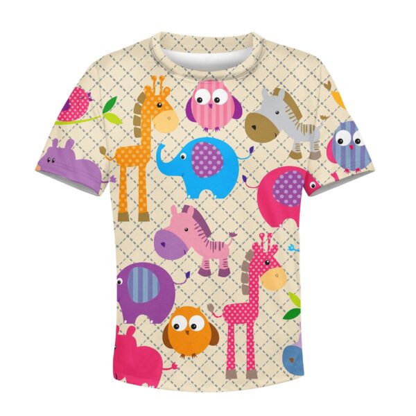 Animals In The Zoo Custom Hoodies T-shirt Apparel HD-PET110285K kid 3D apparel Kid T-Shirt XS