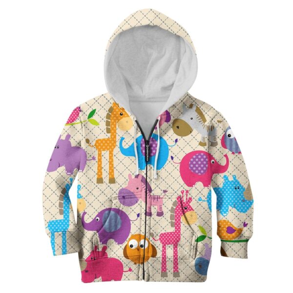 Animals In The Zoo Custom Hoodies T-shirt Apparel HD-PET110285K kid 3D apparel Kid Zip Hoodie S/6-8