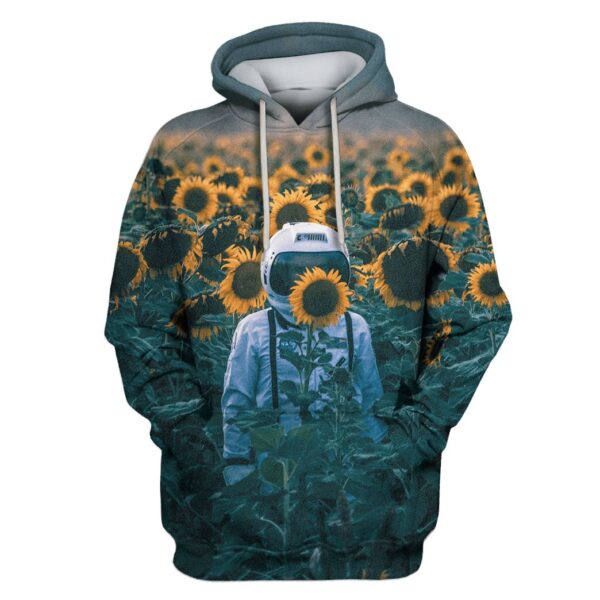 Astronaut And Sun Flowers Custom T-shirt - Hoodies Apparel HD-GH110553 3D Custom Fleece Hoodies Hoodie S 