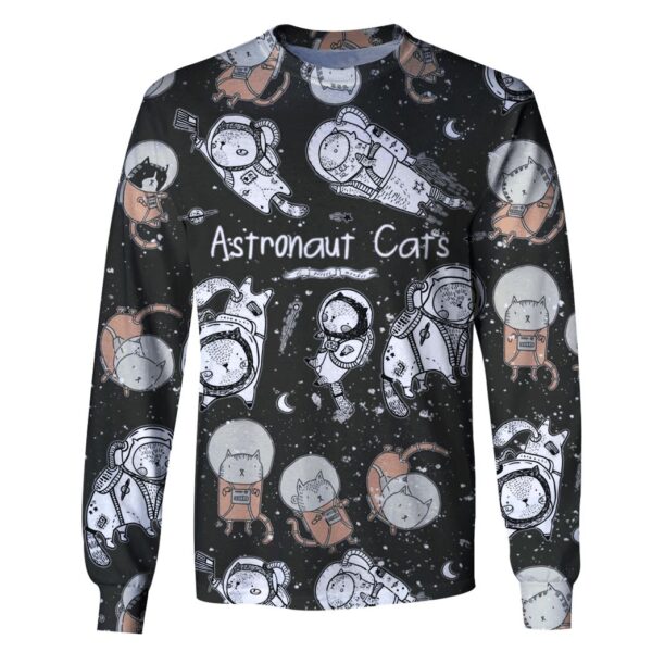 Astronaut Cat OuterSpace Custom T-shirt - Hoodies Apparel GH110403 3D Custom Fleece Hoodies Long Sleeve S