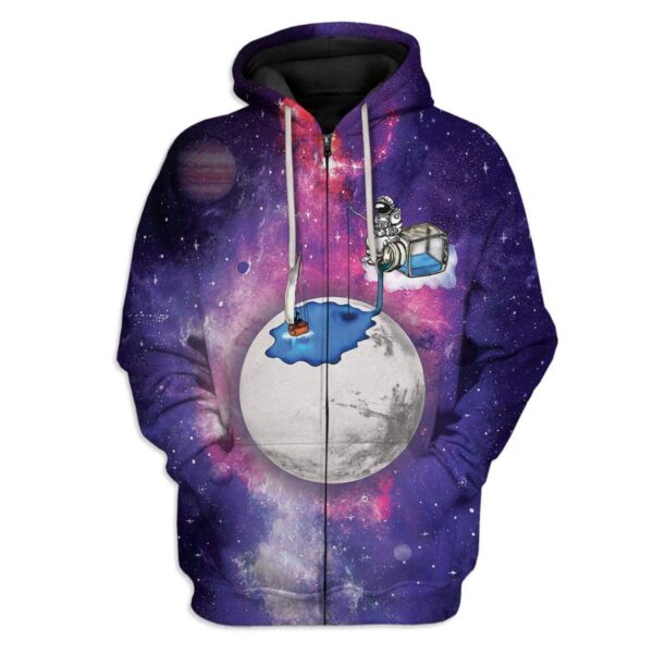 Astronaut Fishing Outer Space Custom T-Shirts Hoodies Apparel GL-DT1912193 3D Custom Fleece Hoodies Zip Hoodie S 