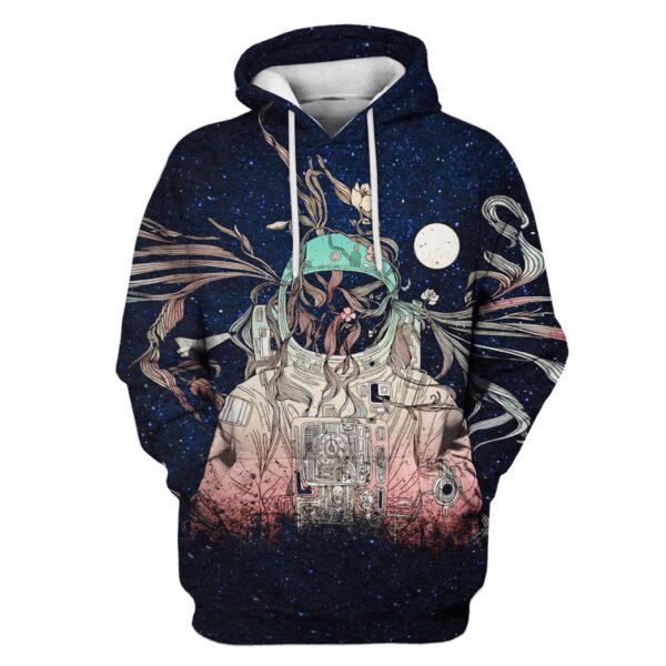 Astronaut in the space with moon Custom T-shirt - Hoodies Apparel GH110342 3D Custom Fleece Hoodies Hoodie S