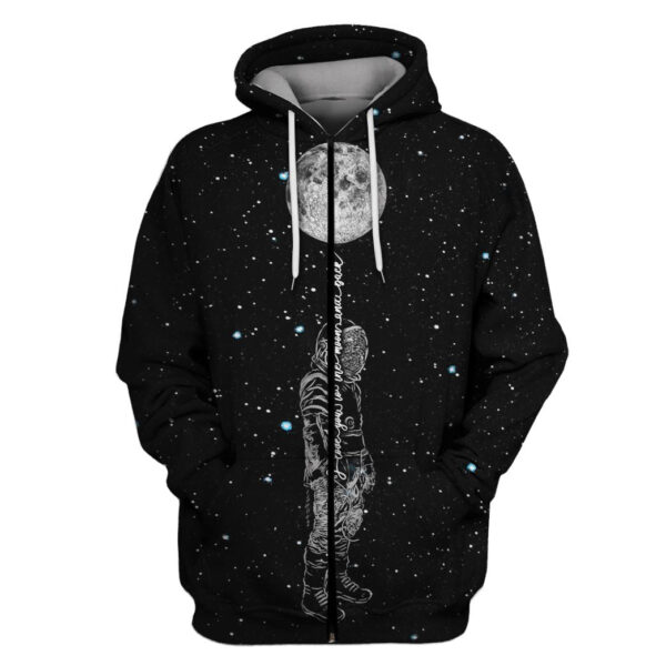 Astronaut Love you to the moon and back Custom T-shirt - Hoodies Apparel HD-GH110393 3D Custom Fleece Hoodies Zip Hoodie S 