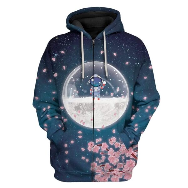 Astronaut On Winter Moon Custom T-Shirts Hoodies Apparel NA-TA1012194 3D Custom Fleece Hoodies Zip Hoodie S 
