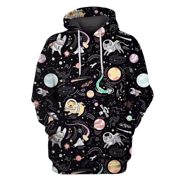 Astronaut Pets OuterSpace Custom T-shirt - Hoodies Apparel GH110311 3D Custom Fleece Hoodies Hoodie S 